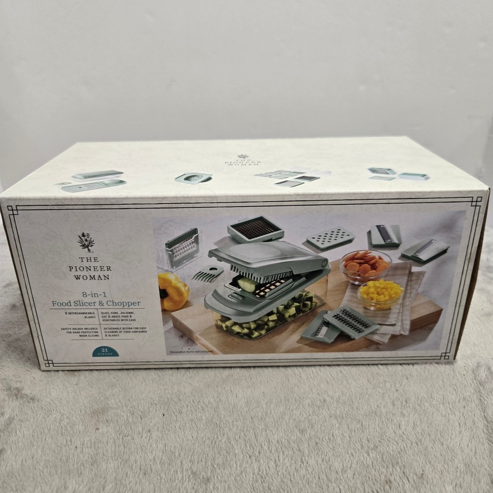 The Pioneer Woman Agatha 8-in-1 Food Slicer & Chopper Green 21pc PW5636175842S2